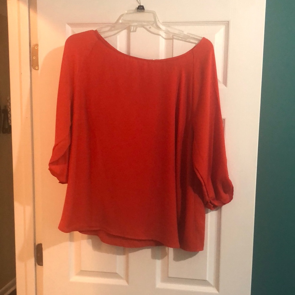 Beautiful red/ orange blouse. 3/4 sleeves